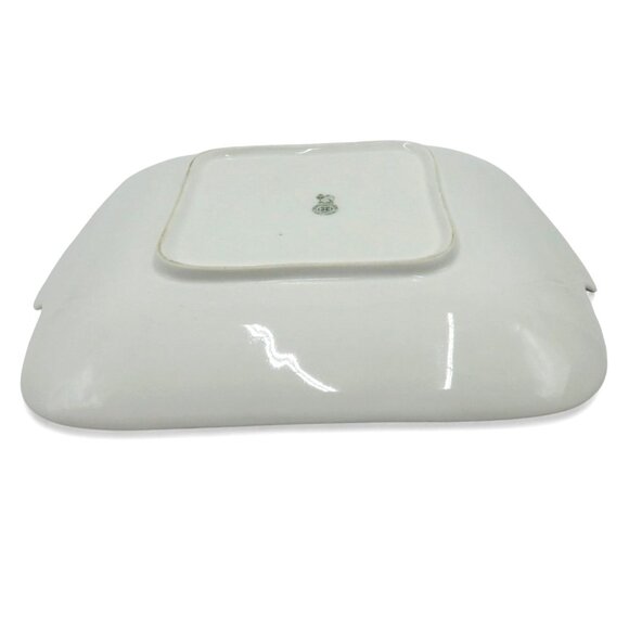 ROYAL DOULTON Square Handled Floral Porcelain Dish England Vintage 10" - Picture 8 of 11